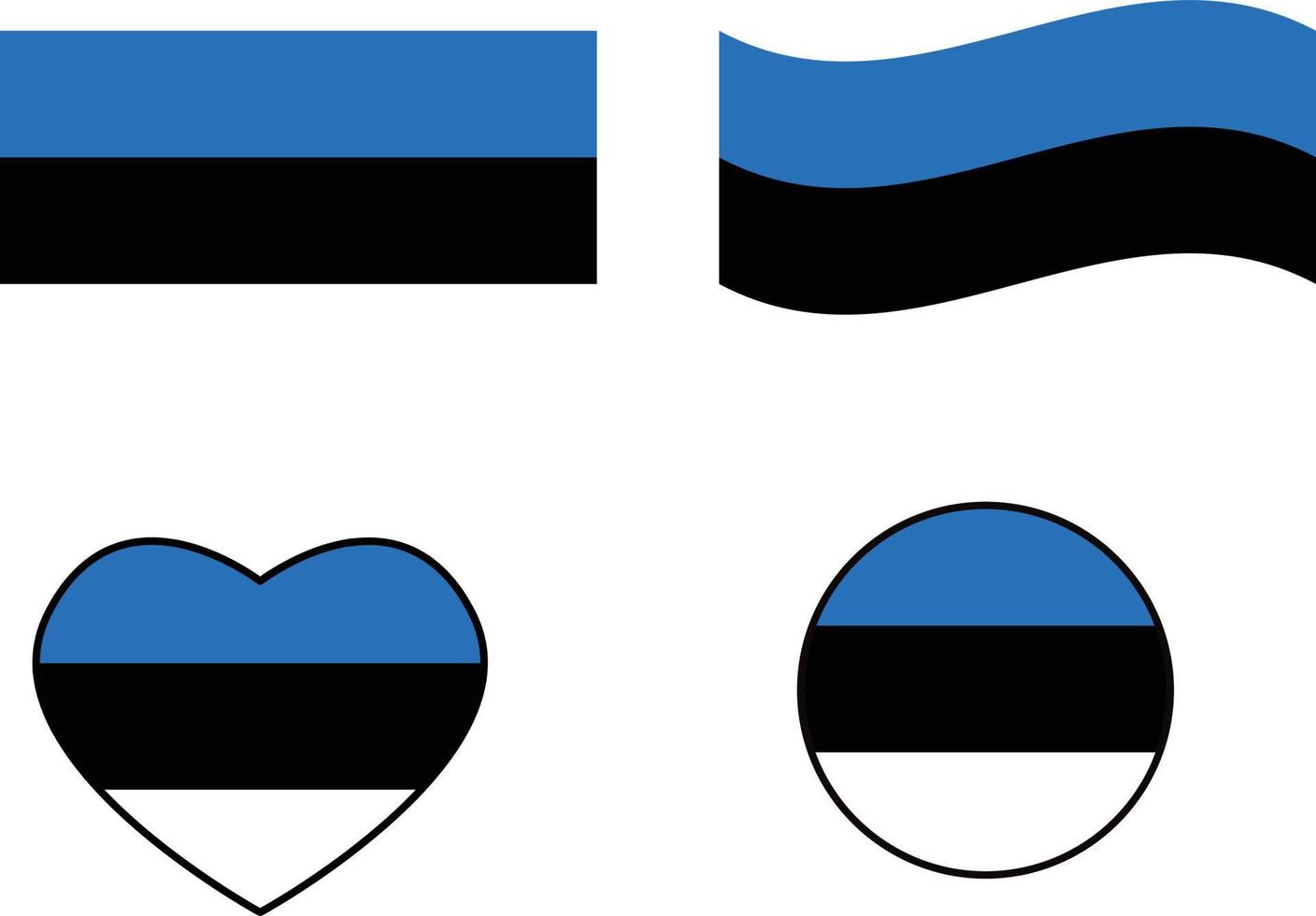 wehende flagge von estland. Estland-Flagge auf weißem Hintergrund. Estland-Flagge in Herzform. flacher Stil. vektor