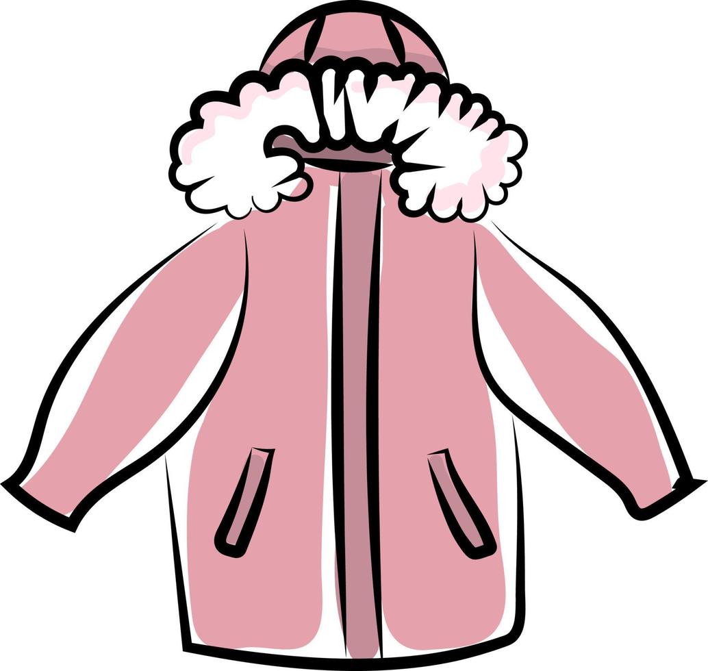 rosa Winterjacke, Illustration, Vektor auf weißem Hintergrund.