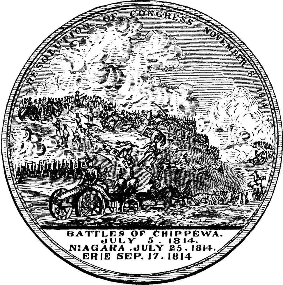 James Miller's Medal, Rückseite, Vintage-Illustration. vektor