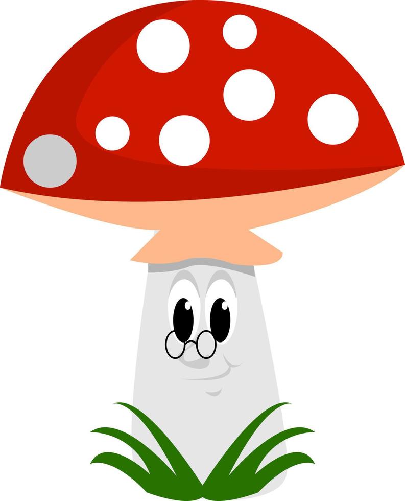 Pilz mit Brille, Illustration, Vektor auf weißem Hintergrund.