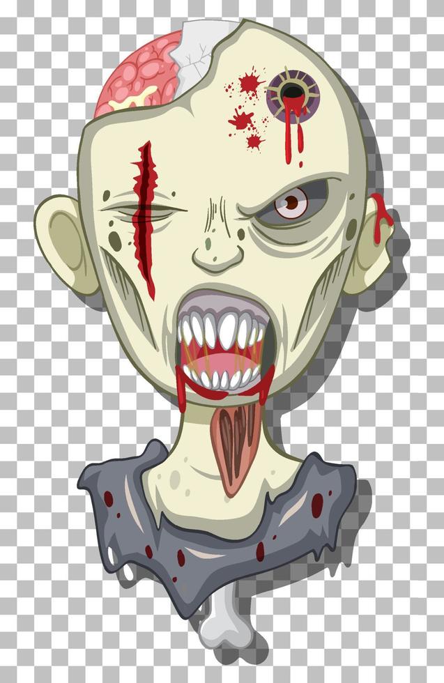 läskigt zombiehuvud på rutnätsbakgrund vektor