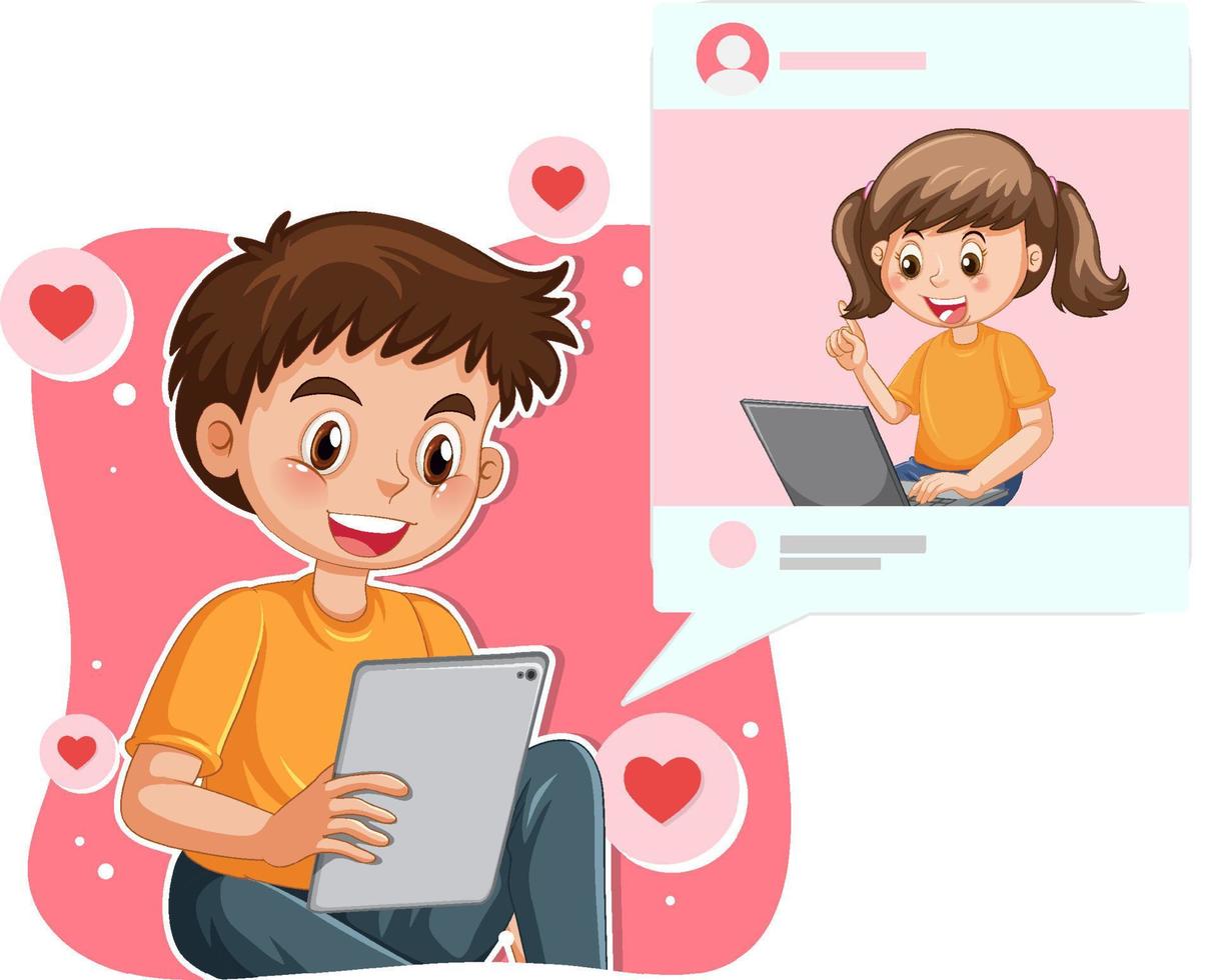 barn bläddring social media vektor