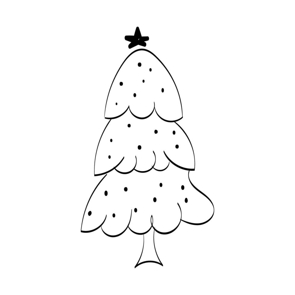 Weihnachtsbaum-Design. Vintage-Urlaub-Symbol. hand gezeichnete umrissweihnachtsillustration. vektor