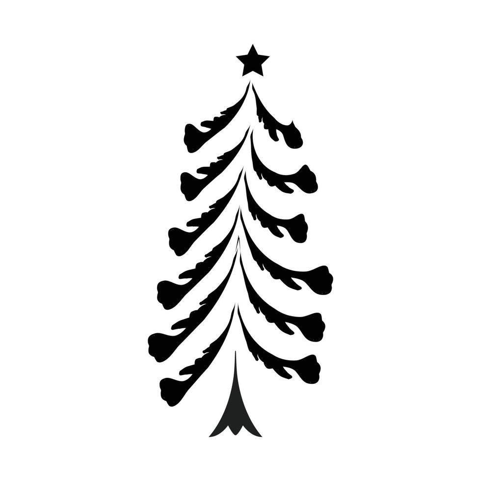 Weihnachtsbaum-Design. Vintage-Urlaub-Symbol. hand gezeichnete umrissweihnachtsillustration. vektor