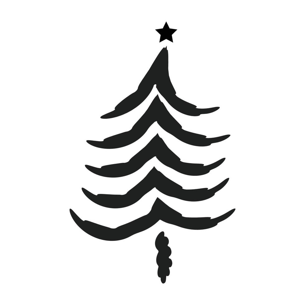 Weihnachtsbaum-Design. Vintage-Urlaub-Symbol. hand gezeichnete umrissweihnachtsillustration. vektor