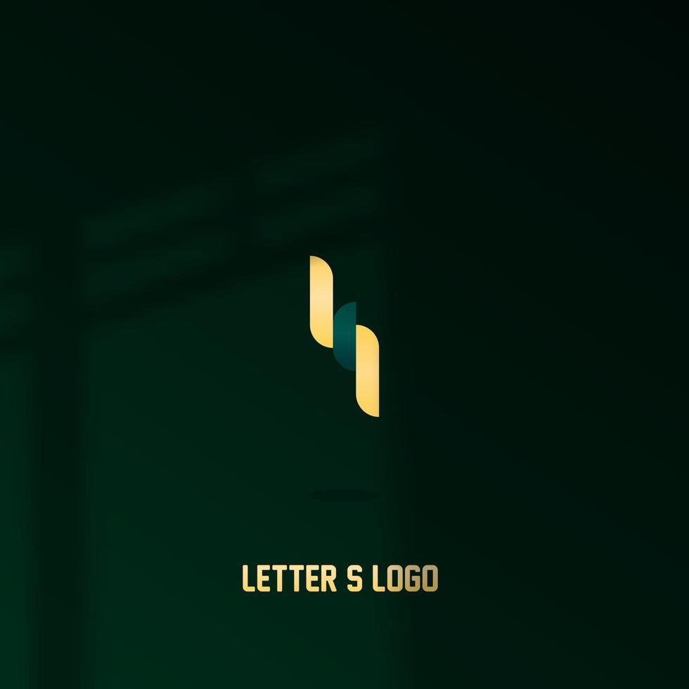 Logo Icon Design Buchstabe s Linie 3 Pole grün gold elegante Farbe einfach eps 10 vektor