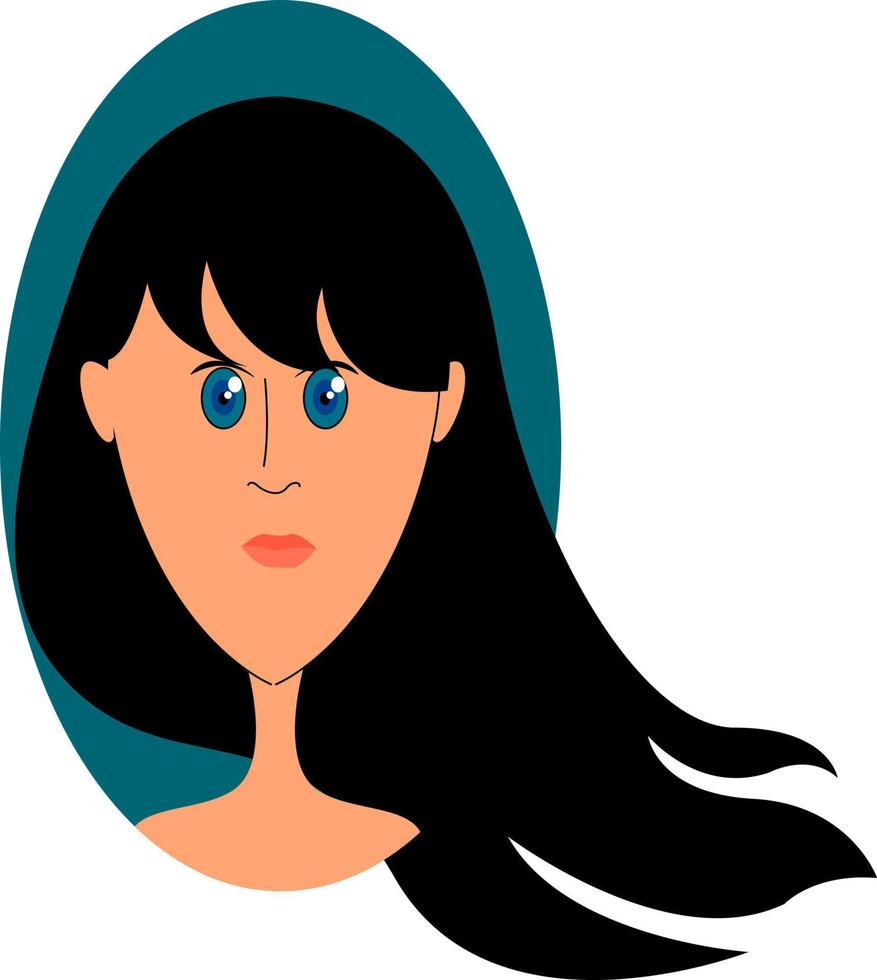 Mädchen mit blauen Augen, Illustration, Vektor auf weißem Hintergrund.