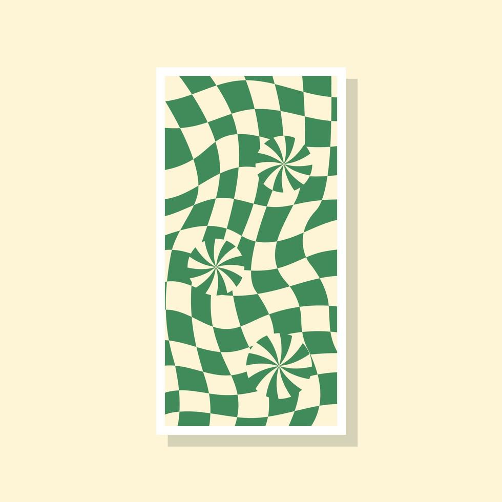 trendig söt vriden checkerboard design med tre spiral vektor