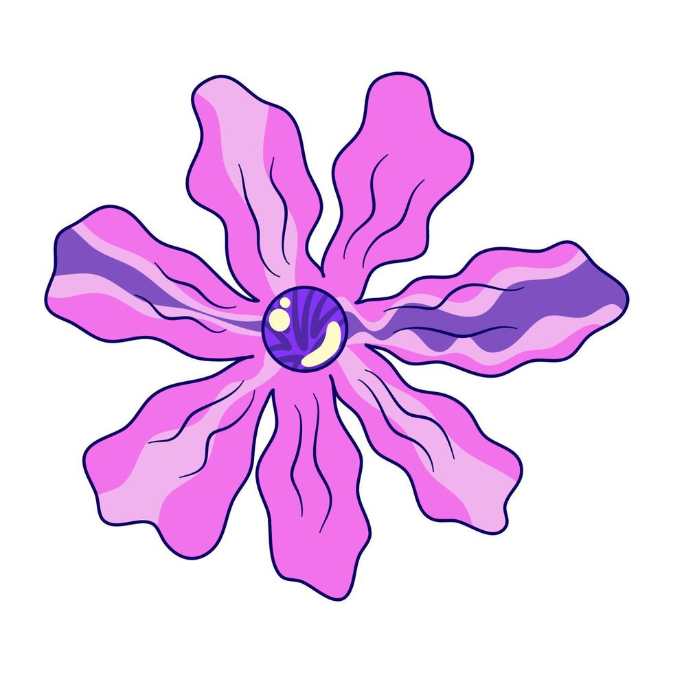 häftig retro trippy blomma isolerat. retro häftig magi blomma. syra neon hippie vektor daisy. trippy psychedelic design