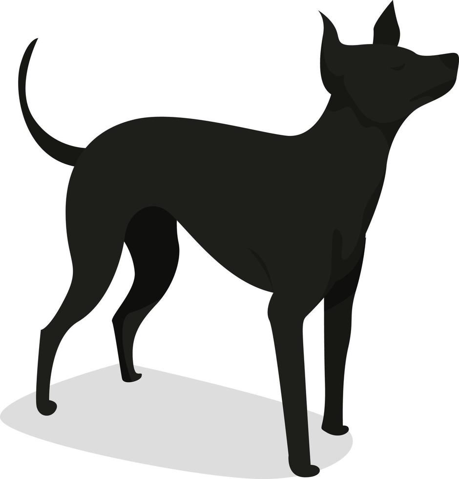 schwarzer Hund, Illustration, Vektor auf weißem Hintergrund