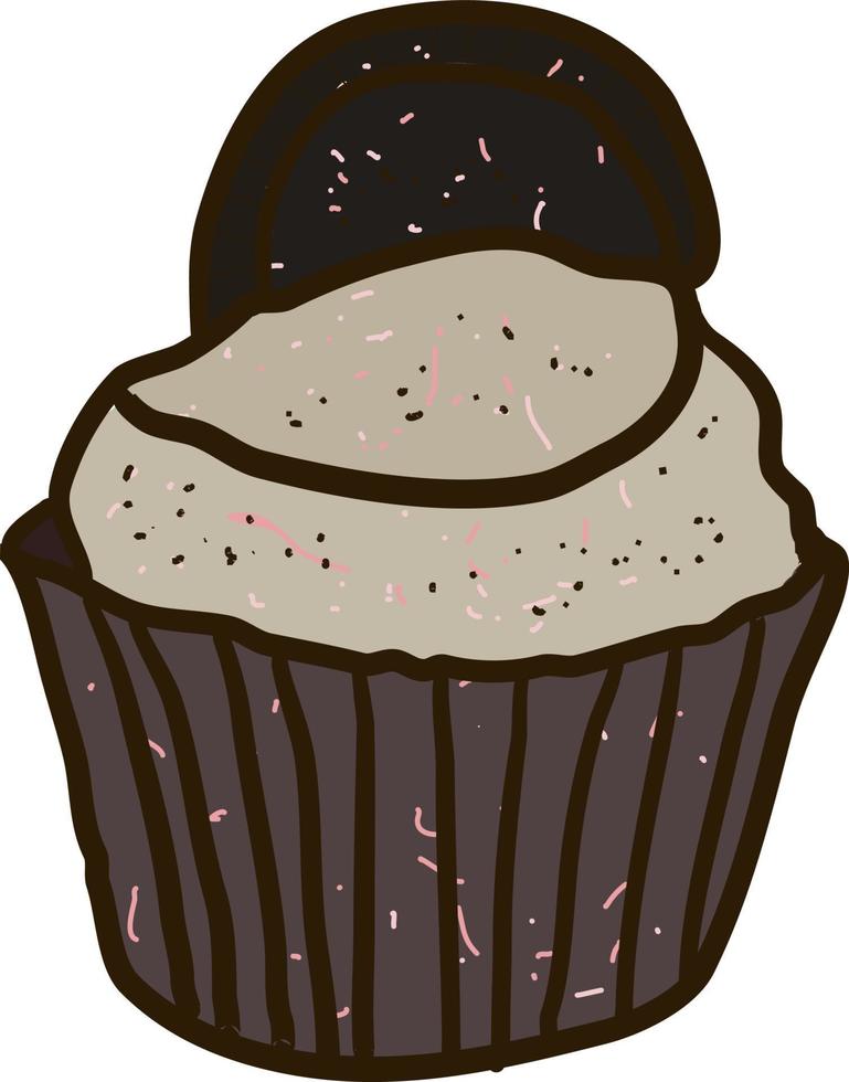 choklad muffin teckning, illustration, vektor på vit bakgrund.