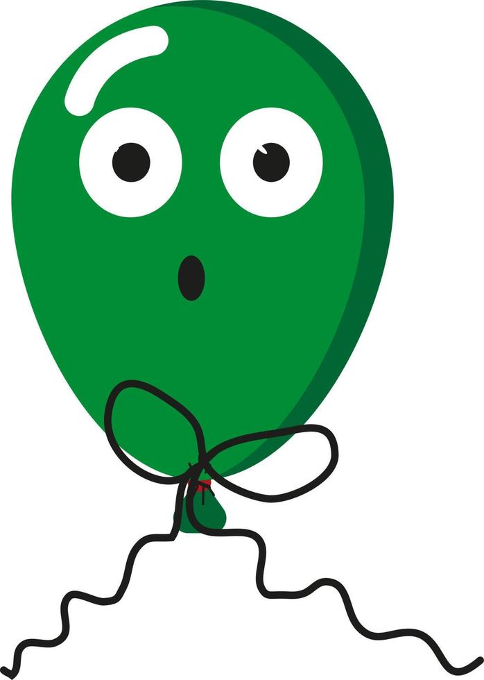 rädd grön ballong, illustration, vektor på en vit bakgrund.