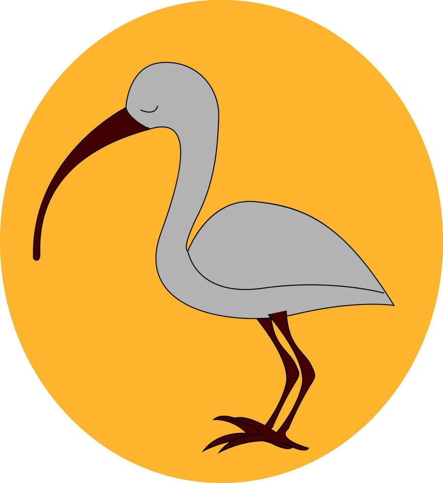 Trauriger Ibis, Illustration, Vektor auf weißem Hintergrund.