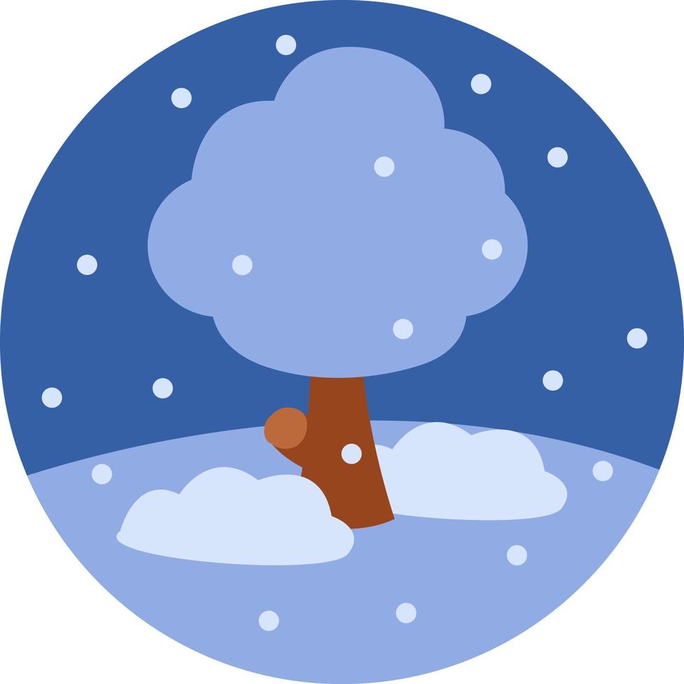 träd täckt i snö, illustration, vektor, på en vit bakgrund. vektor