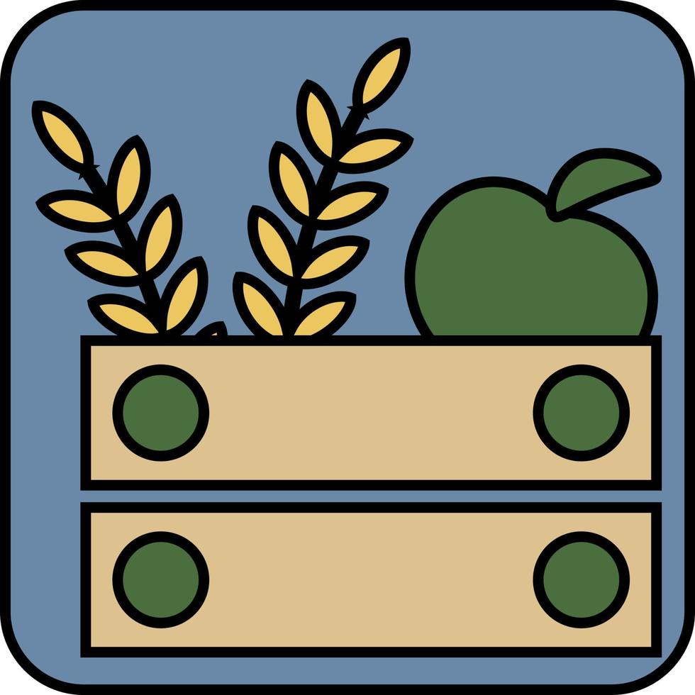 äpple och vete i låda, illustration, vektor, på en vit bakgrund. vektor