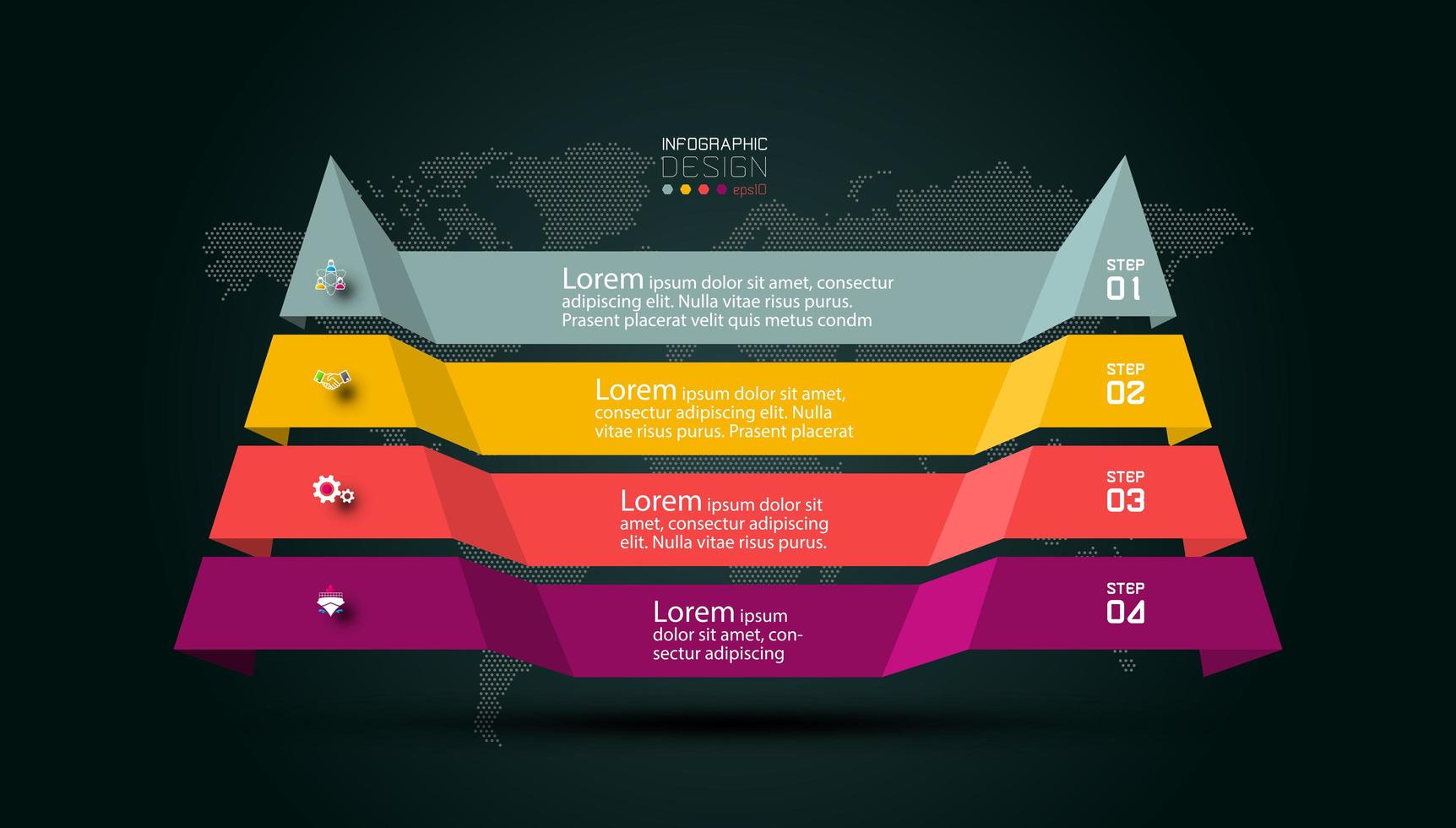 moderne Pyramide Schritte Infografik vektor