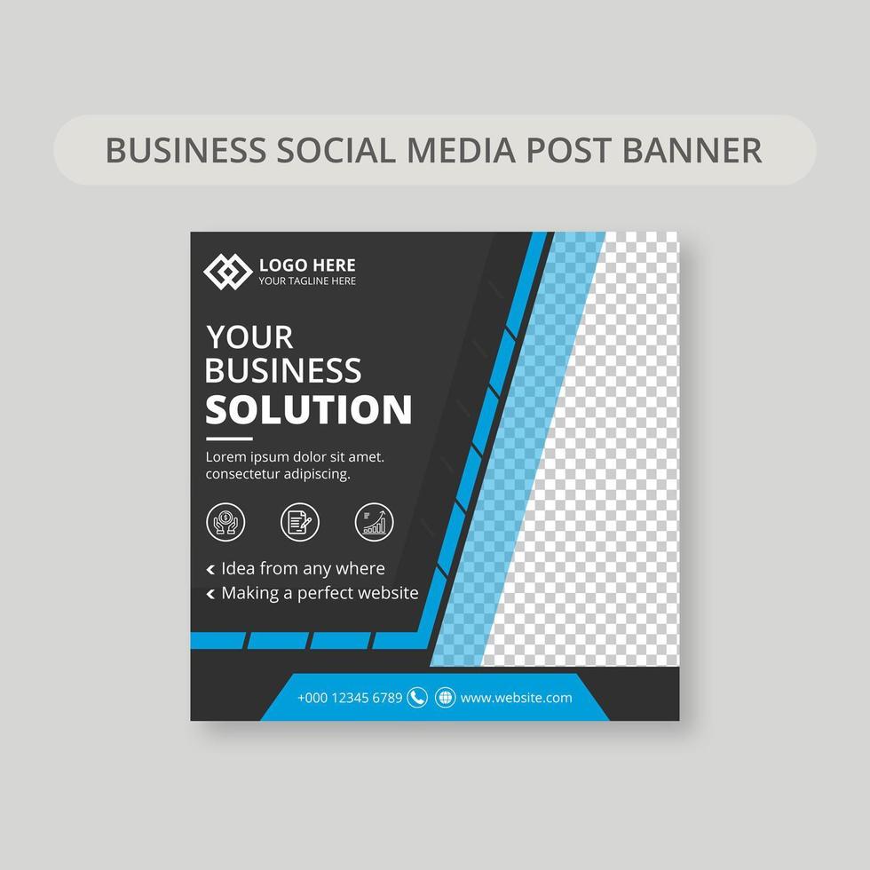 blaue und graue Usiness Social Media Post Banner vektor