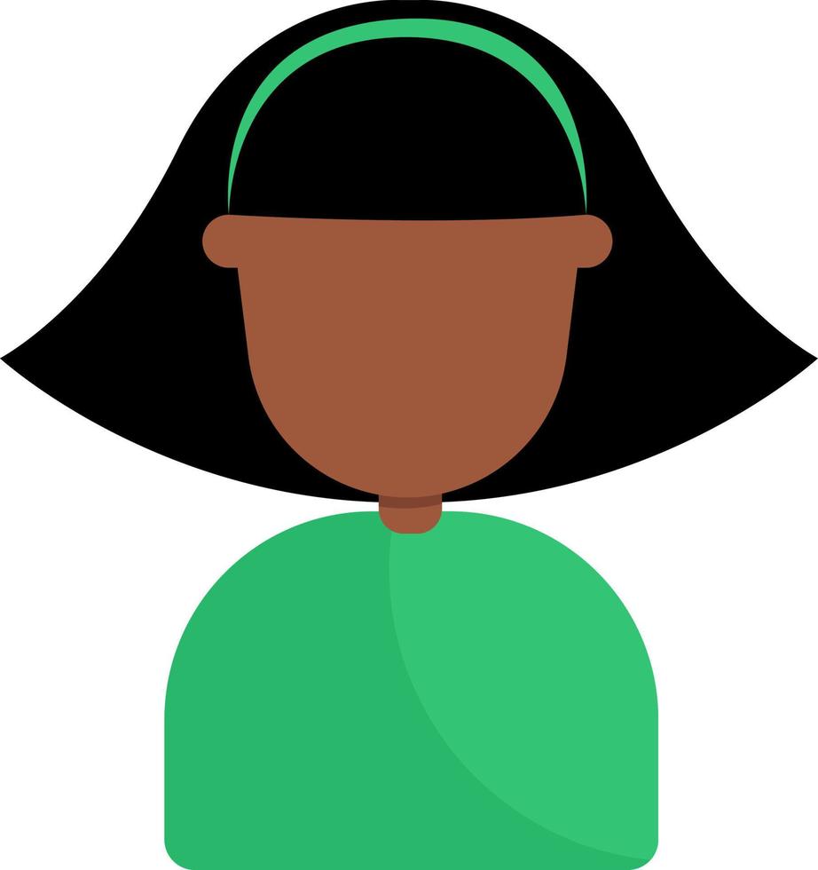 flicka med kort svart hår, illustration, vektor på vit bakgrund.