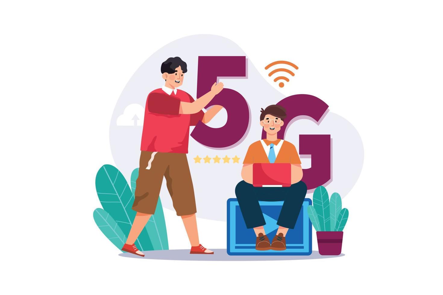 5g teknologi illustration begrepp. en platt illustration isolerat på vit bakgrund vektor