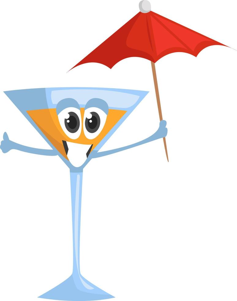 Cocktail mit Regenschirm, Illustration, Vektor auf weißem Hintergrund
