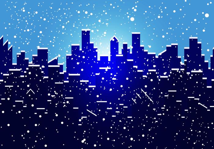 Silhuett Of City In Snow vektor
