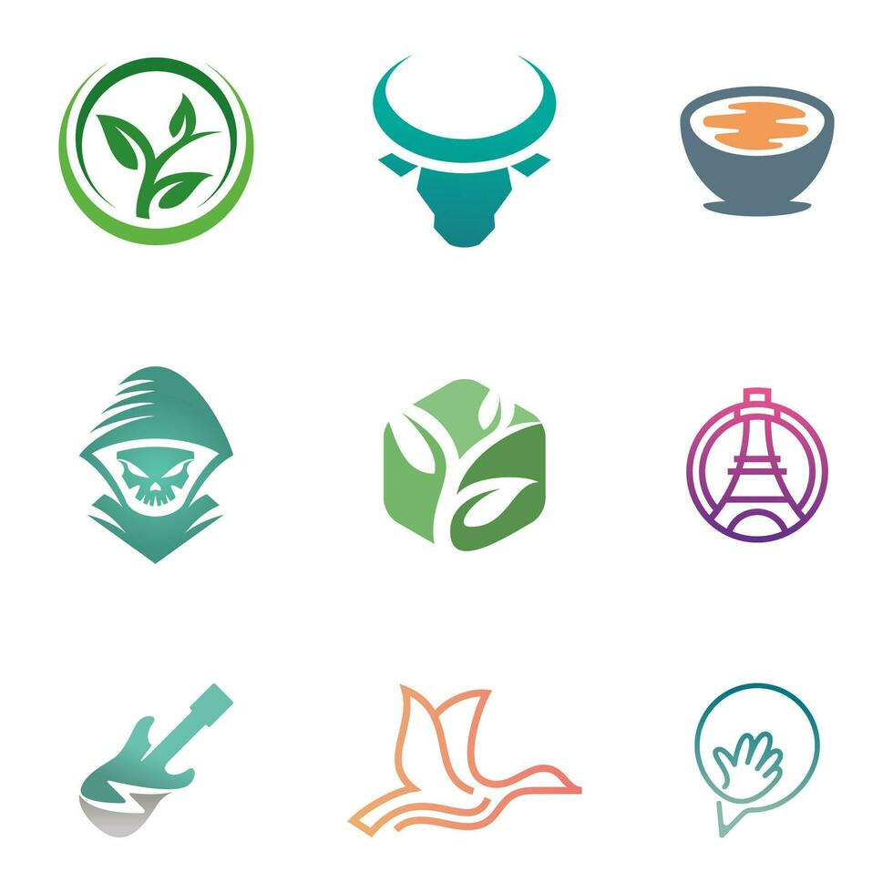 9 diverse logotyper vektor