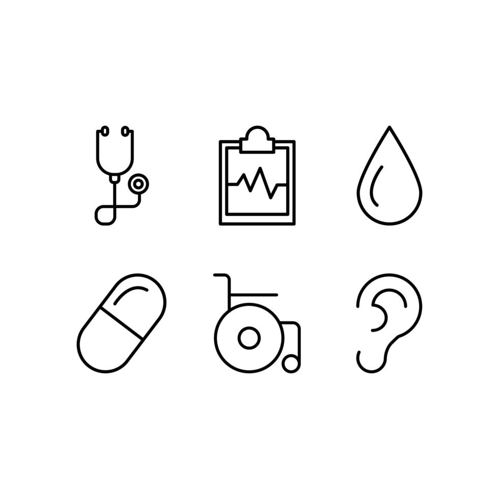 Medical Health Herzlinie Icon Pack vektor