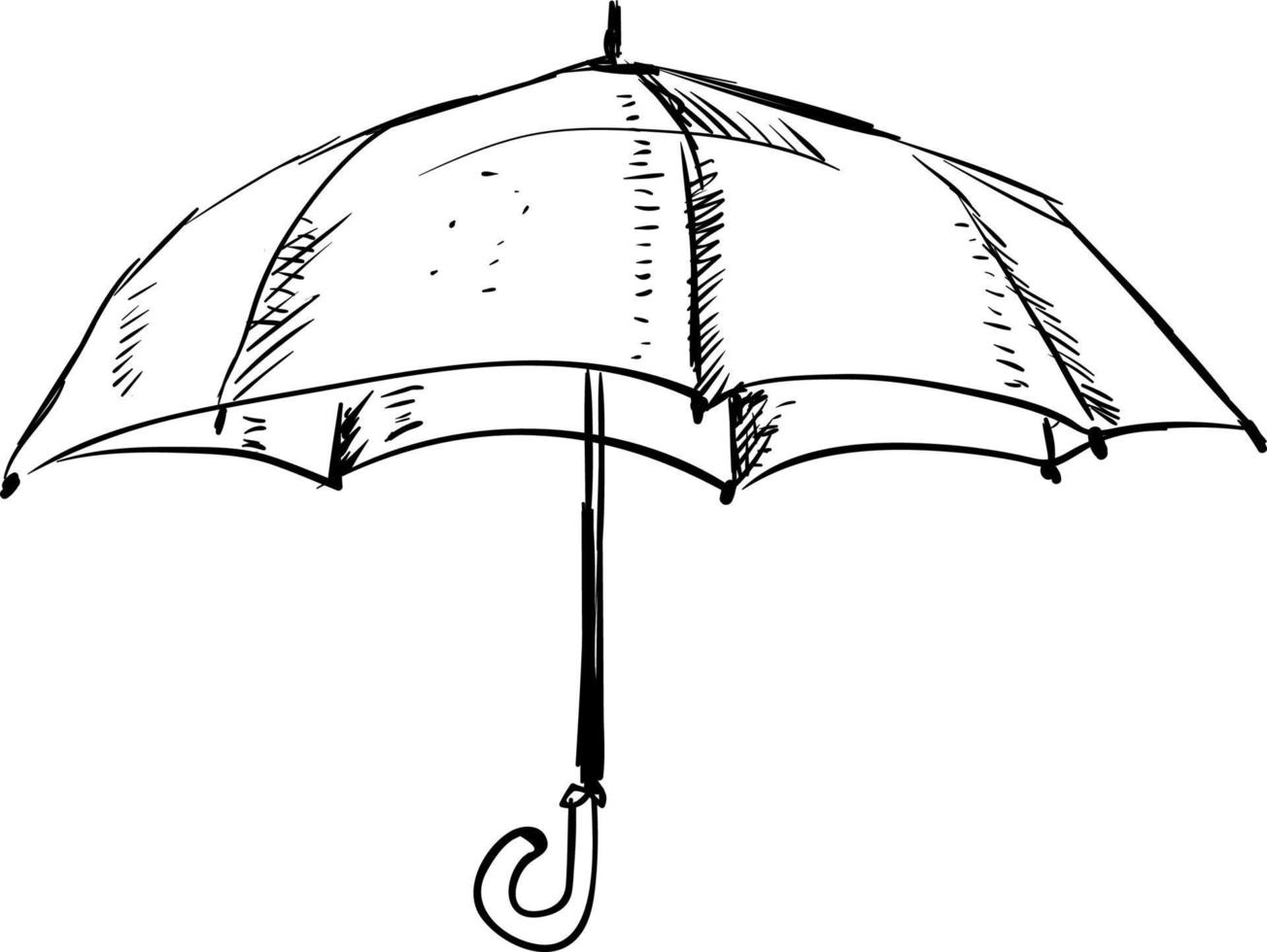 Regenschirmzeichnung, Illustration, Vektor auf weißem Hintergrund.