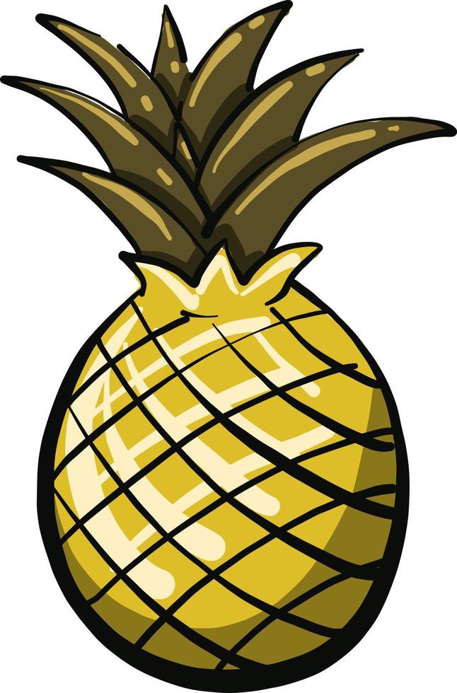 kleine gelbe Ananas, Illustration, Vektor auf weißem Hintergrund