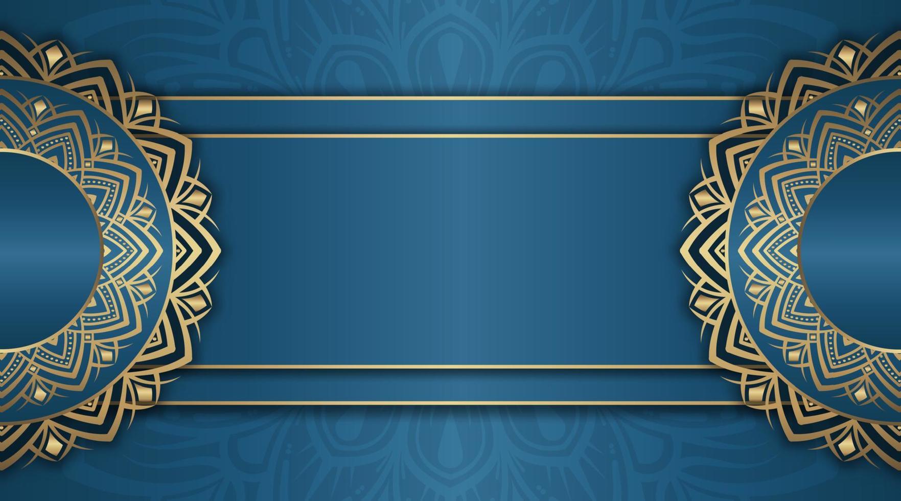 mandala bakgrund, blått och guld vektor