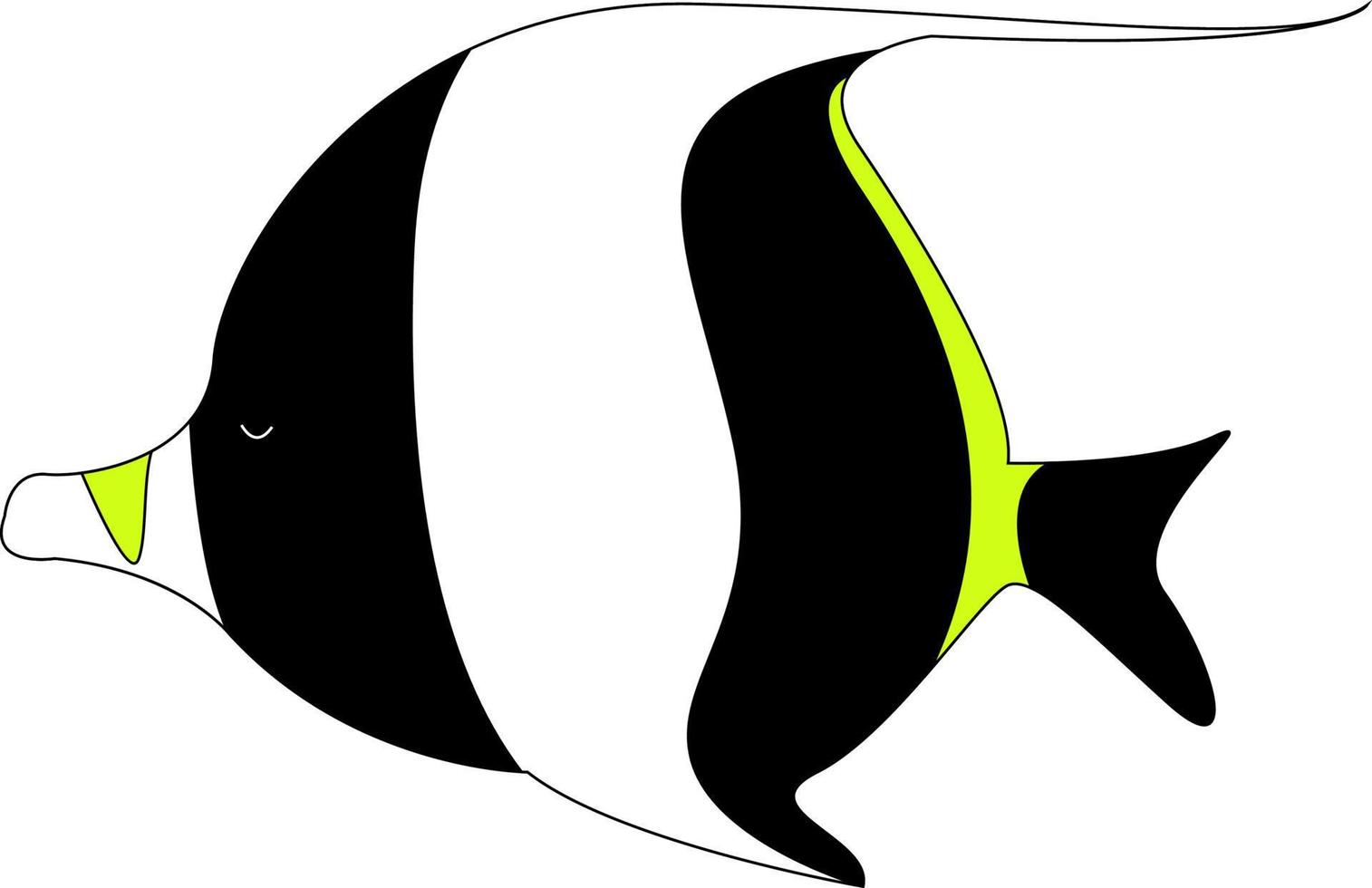 moorish idol fisk, illustration, vektor på vit bakgrund.