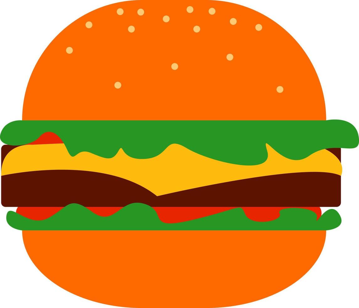 leckerer Cheeseburger, Illustration, Vektor auf weißem Hintergrund.