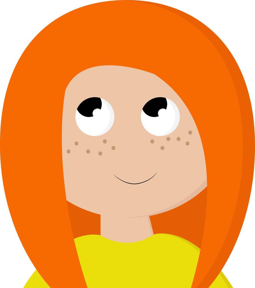 en flicka med orange hår, vektor eller Färg illustration.