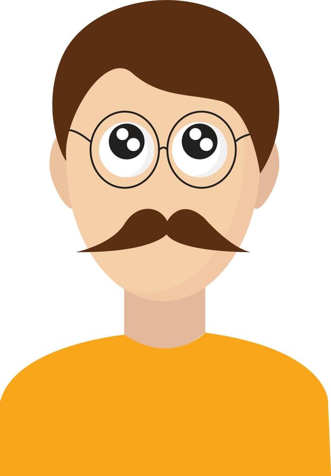 man med mustasch, illustration, vektor på vit bakgrund.