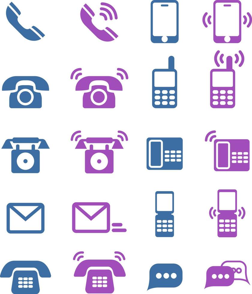 Telefon-Icon-Set, Illustration, auf weißem Hintergrund. vektor