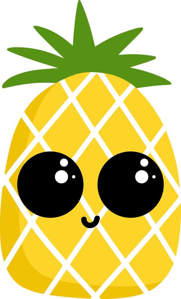 förtjusande liten ananas, illustration, vektor på vit bakgrund.