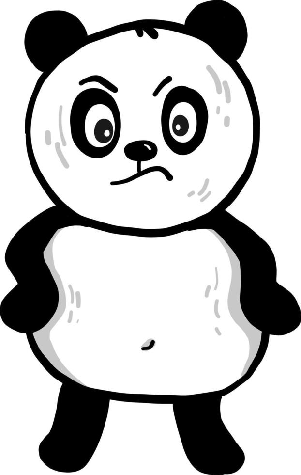 arg panda, illustration, vektor på vit bakgrund.