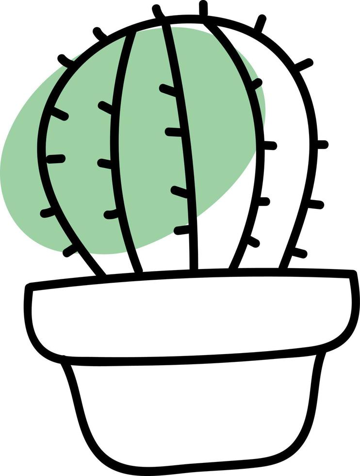 ein großer Kaktus mit grünem Punkt, Illustration, Vektor auf weißem Hintergrund.