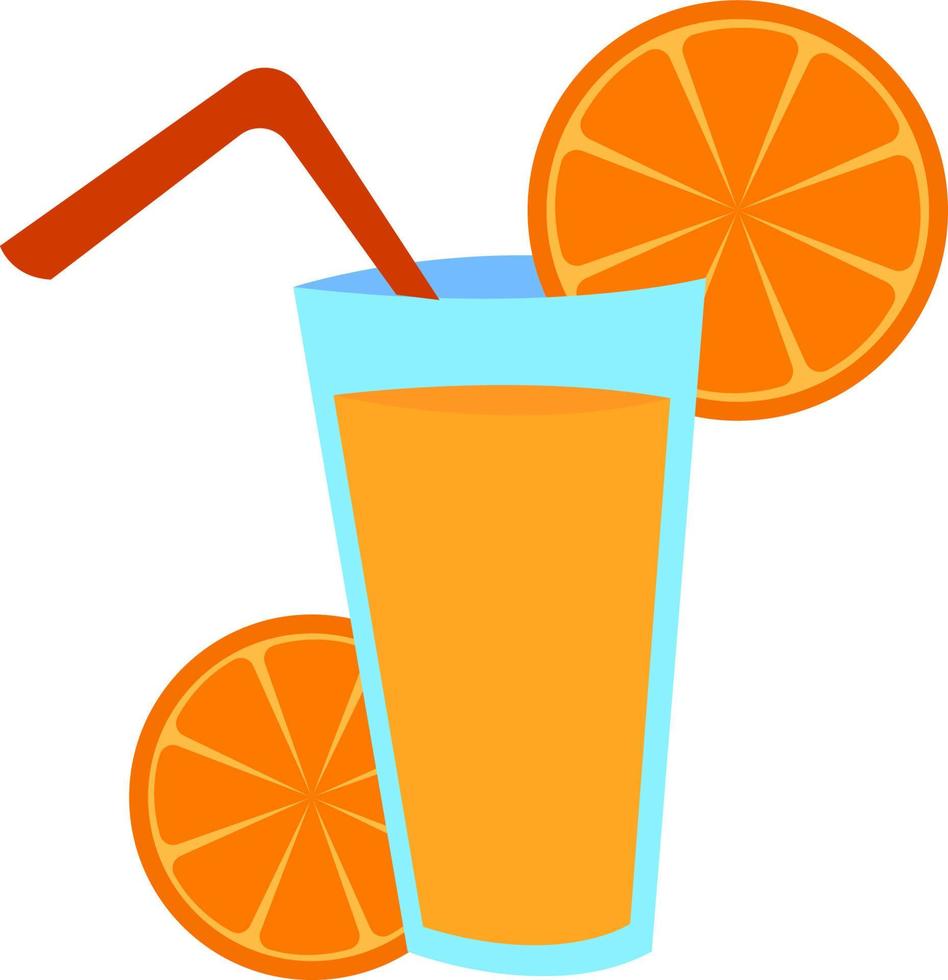 glas av orange juice, illustration, vektor på vit bakgrund.