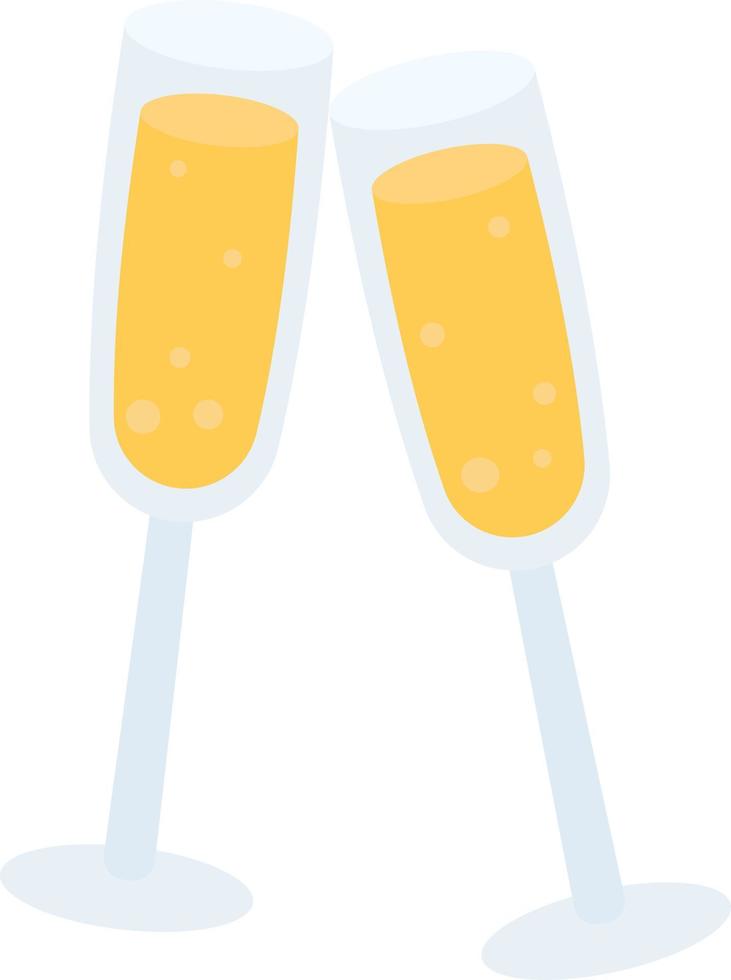 champagne i glasögon, illustration, vektor på vit bakgrund.