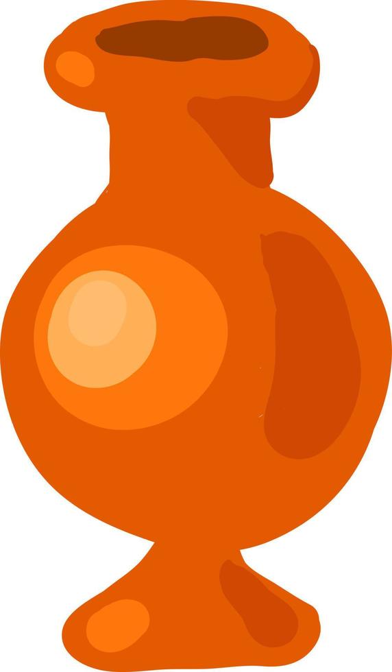 orange flache Vase, Illustration, Vektor auf weißem Hintergrund.