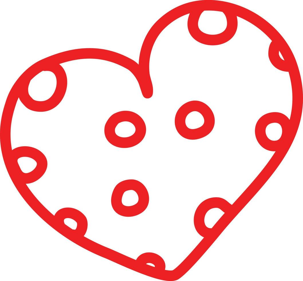 rotes Herz mit Tupfen, Illustration, Vektor auf weißem Hintergrund