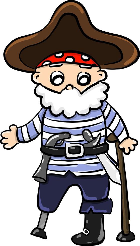 gammal pirat man , illustration, vektor på vit bakgrund