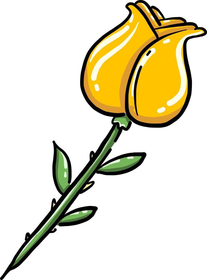 kleine gelbe Rose, Illustration, Vektor auf weißem Hintergrund
