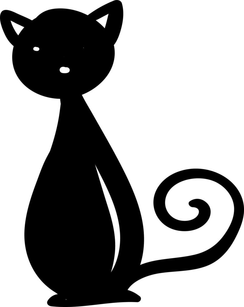 svart katt, illustration, vektor på vit bakgrund.