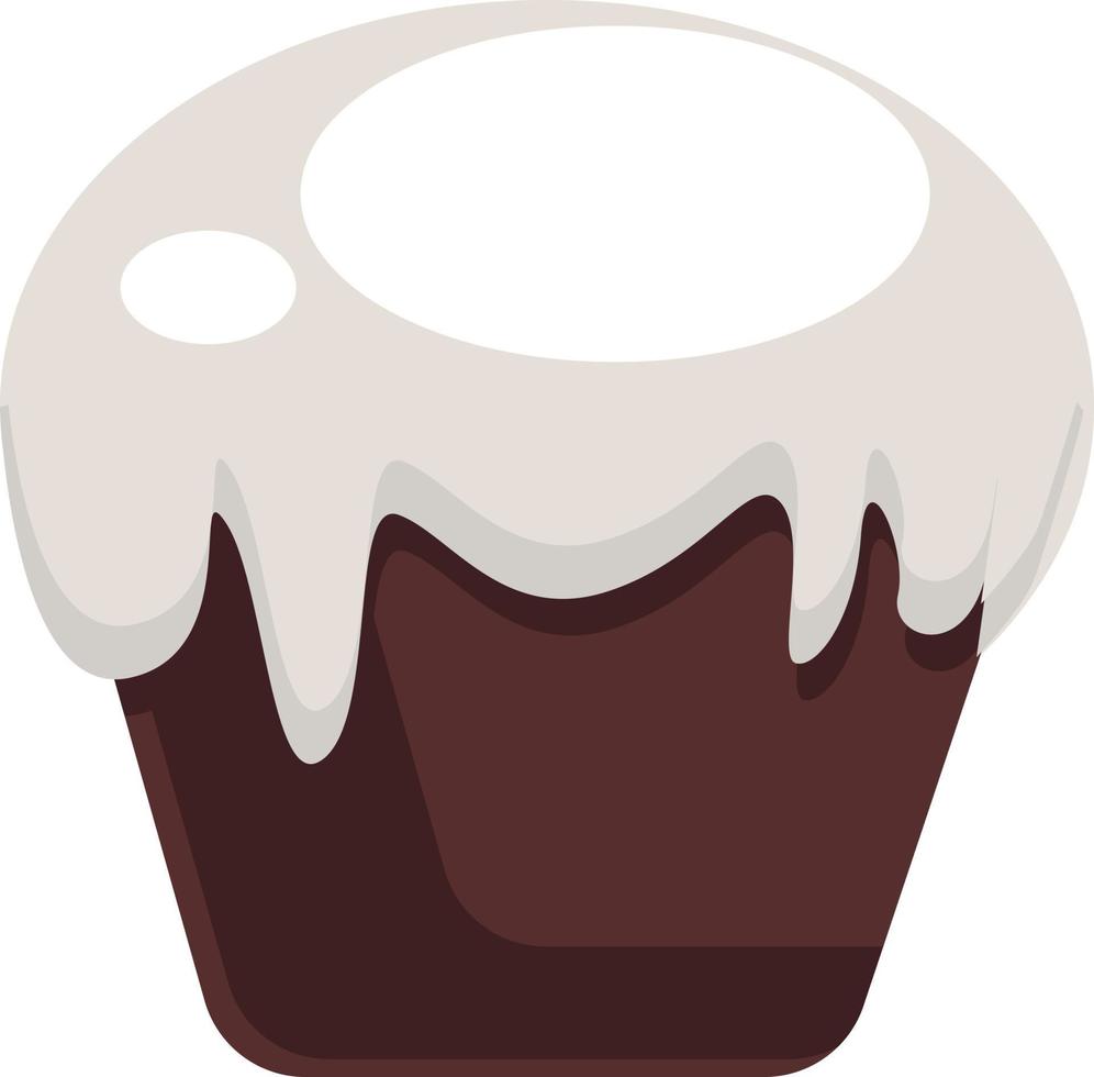 mörk brun kaka med vit garnering vektor illustration på vit bakgrund