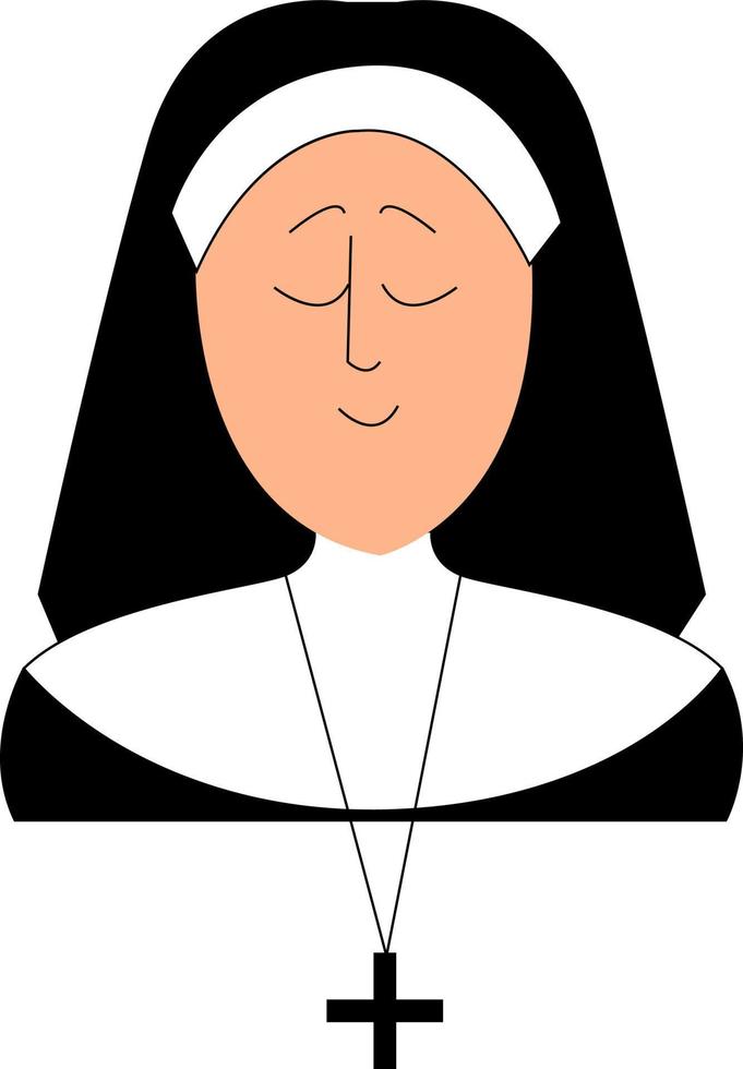 schläfrige Nonne, Illustration, Vektor auf weißem Hintergrund.