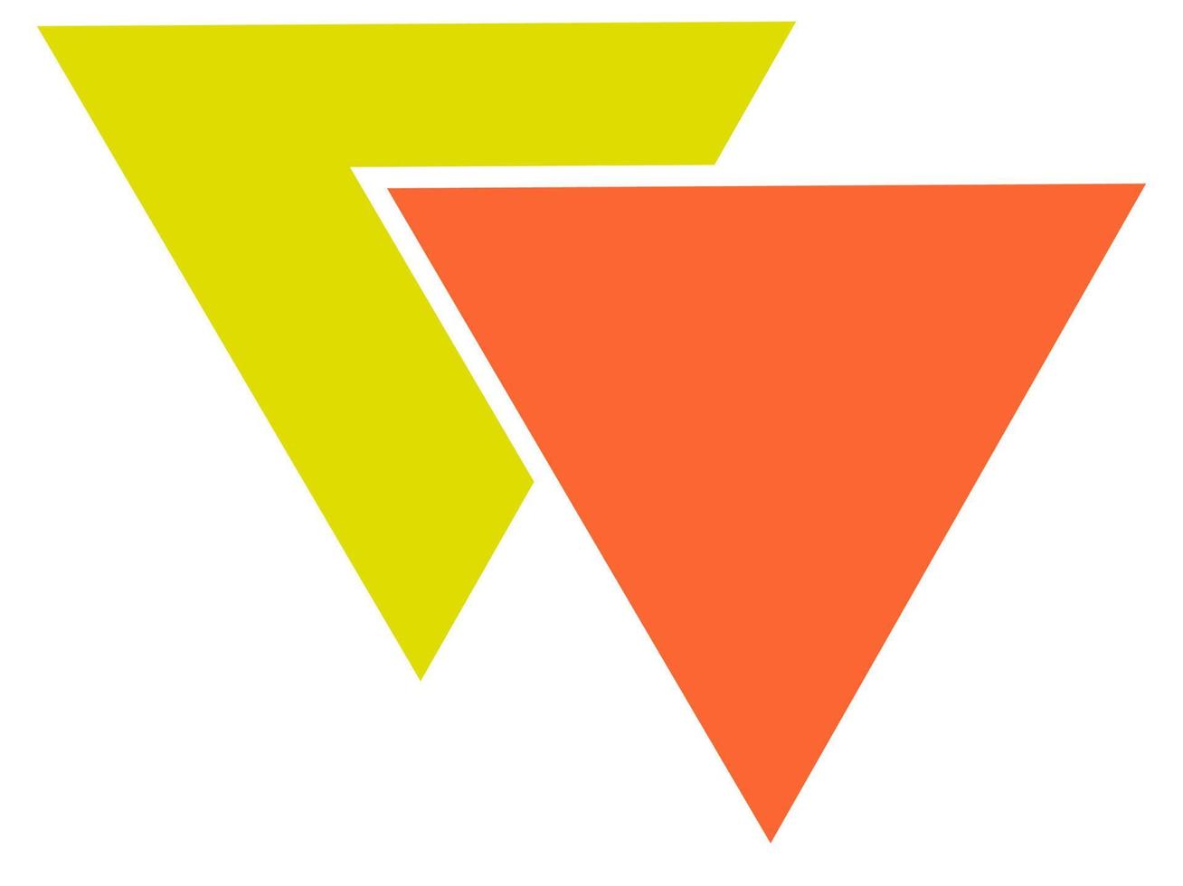 två trianglar logotyp, illustration, vektor på en vit bakgrund.