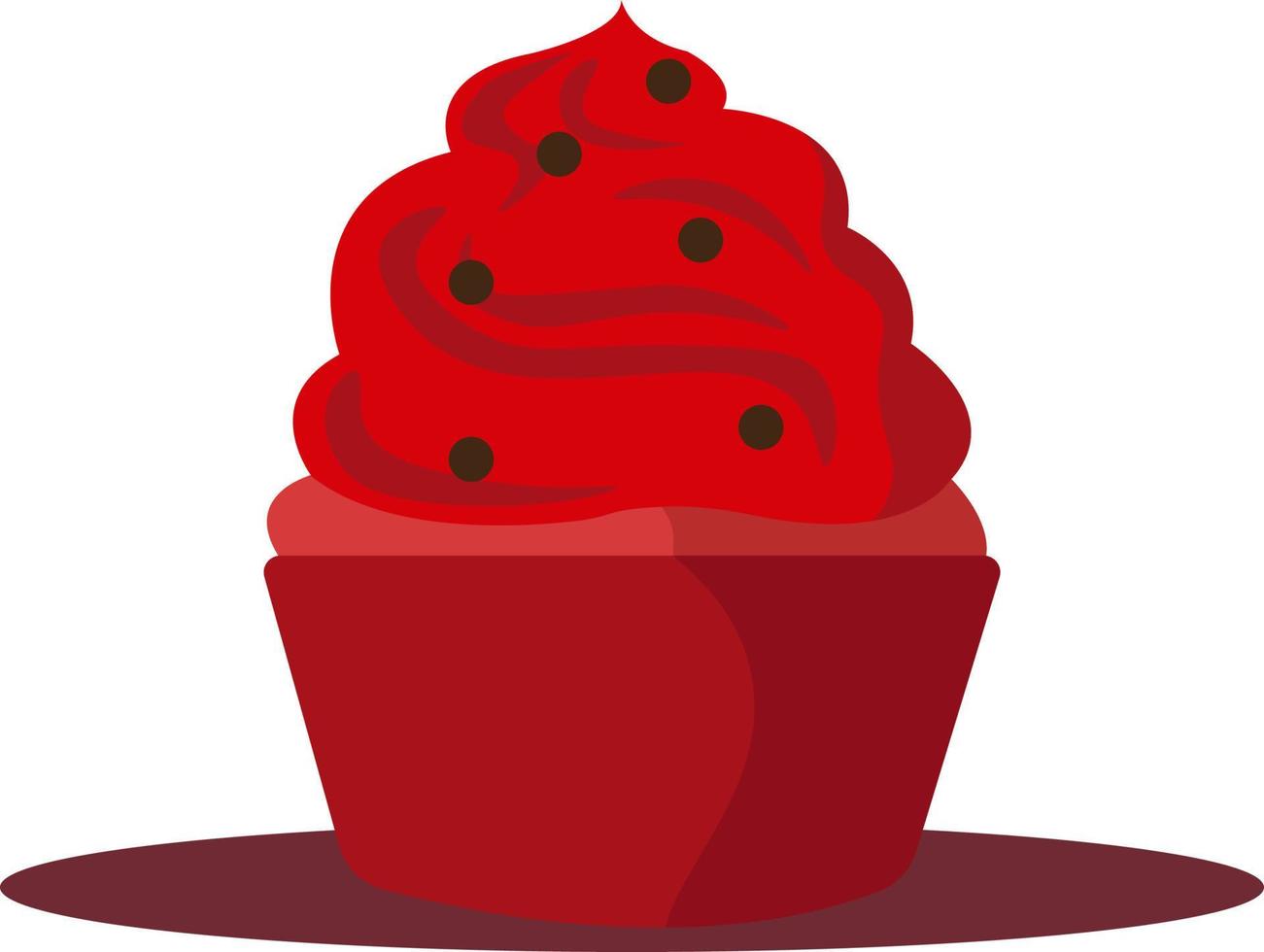 roter Cupcake, Illustration, Vektor auf weißem Hintergrund.
