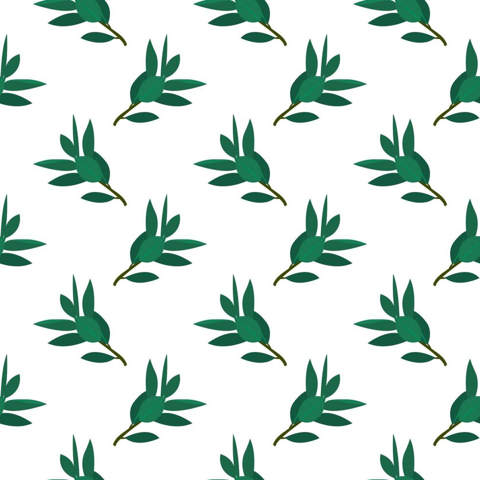 grön blad ,sömlös mönster på vit bakgrund. vektor